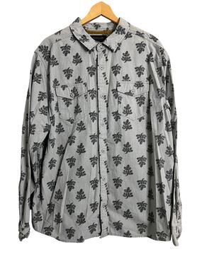Brothers/Sons Button Up Shirt Mens XL Gray Floral Cotton Long Sleeve Casual